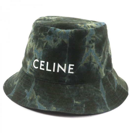 CELINE hat 2AU5B214Q Main: 100% cotton, Lining: 65% polyester, Lining: 35% cotton green mens L Used Authentic