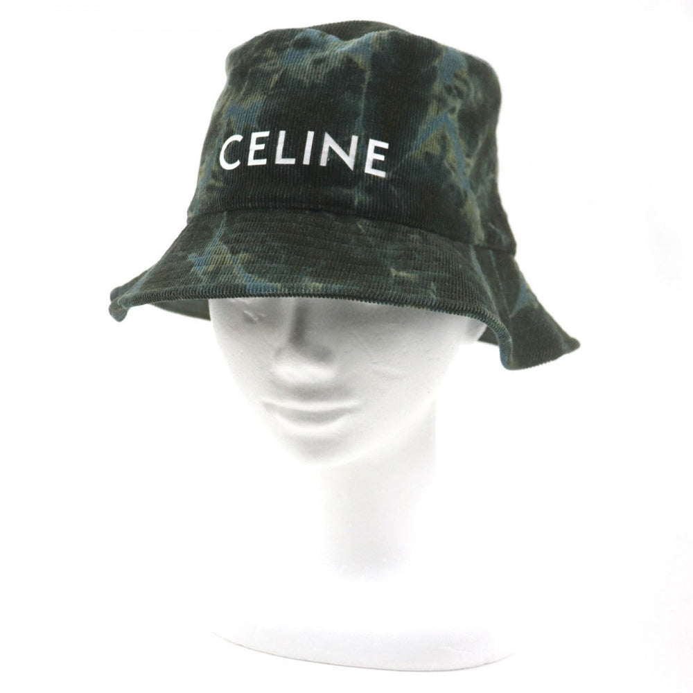 CELINE hat 2AU5B214Q Main: 100% cotton, Lining: 65% polyester, Lining: 35% cotton green mens L Used Authentic