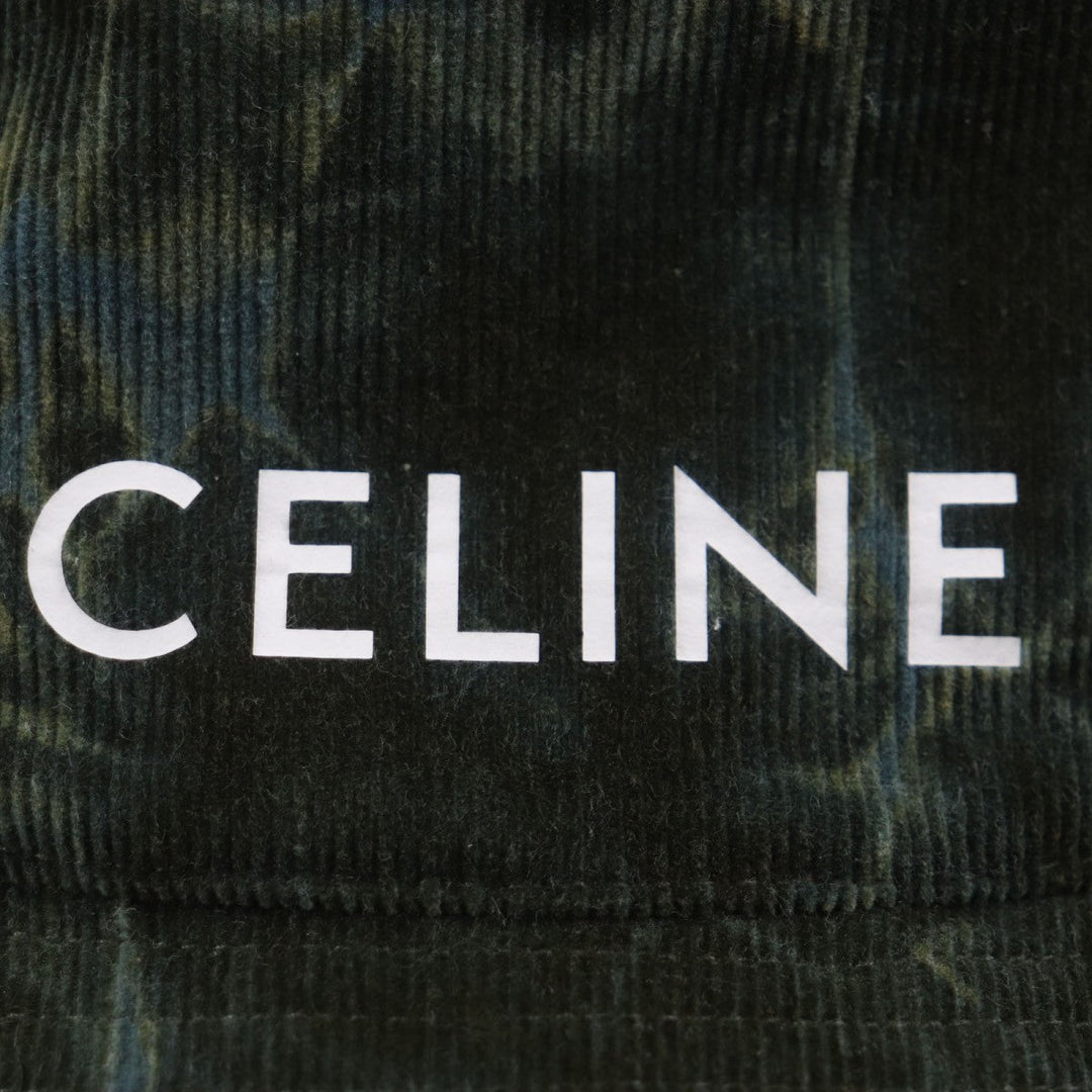 CELINE hat 2AU5B214Q Main: 100% cotton, Lining: 65% polyester, Lining: 35% cotton green mens L Used Authentic