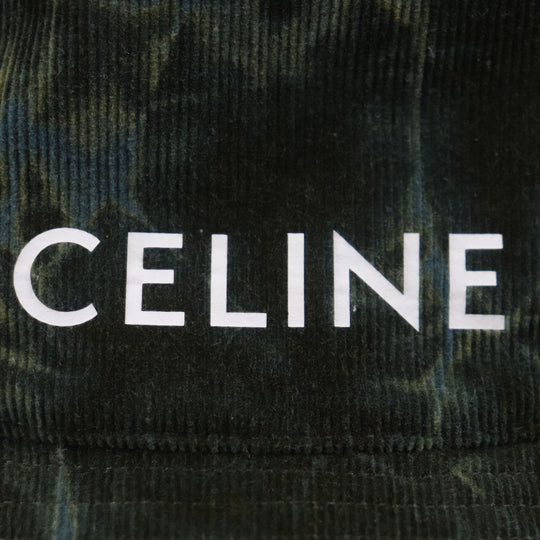CELINE hat 2AU5B214Q Main: 100% cotton, Lining: 65% polyester, Lining: 35% cotton green mens L Used Authentic