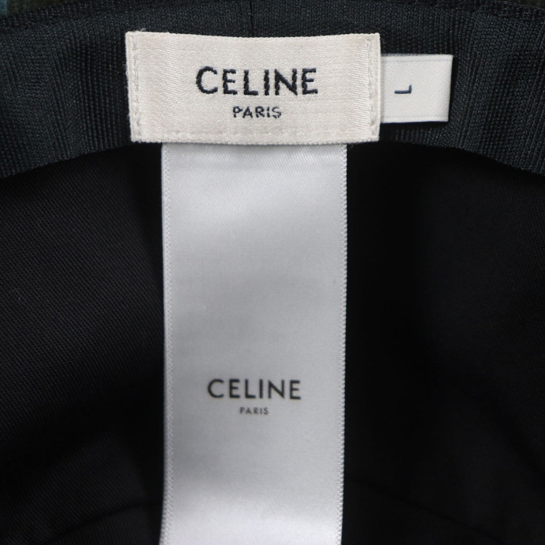 CELINE hat 2AU5B214Q Main: 100% cotton, Lining: 65% polyester, Lining: 35% cotton green mens L Used Authentic