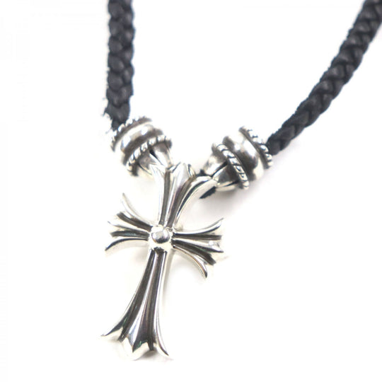 CHROME HEARTS Necklace SV925 Silver black Small CH Cross Pendant Crimp