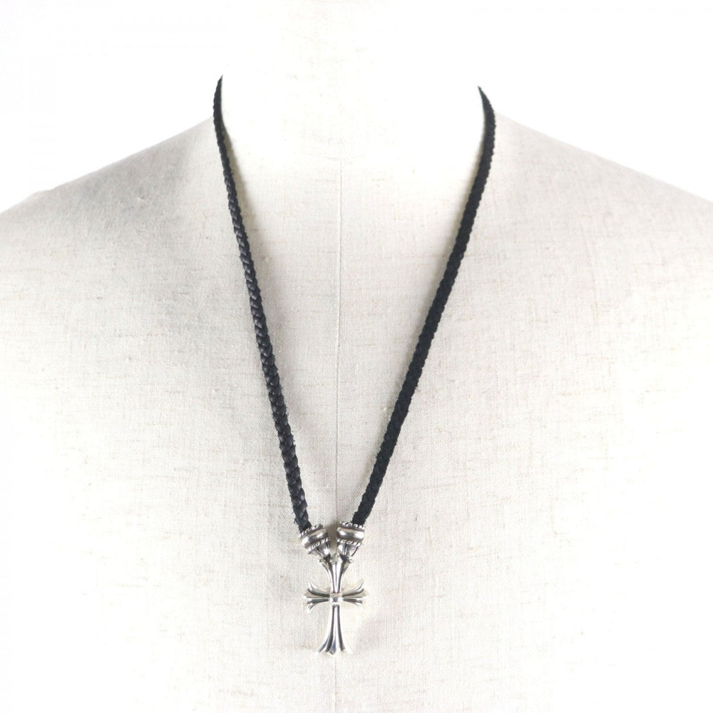 CHROME HEARTS Necklace SV925 Silver black Small CH Cross Pendant Crimp