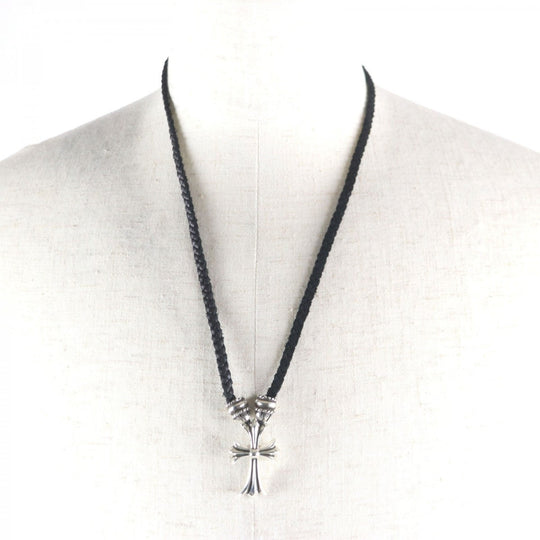 CHROME HEARTS Necklace SV925 Silver black Small CH Cross Pendant Crimp