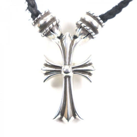 CHROME HEARTS Necklace SV925 Silver black Small CH Cross Pendant Crimp
