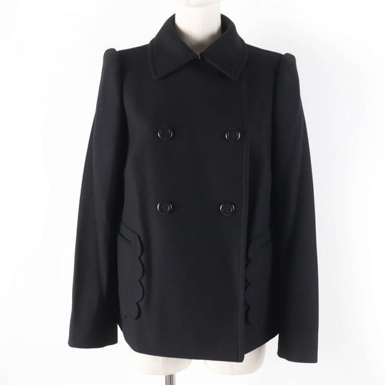 RED VALENTINO Jacket Main: 80% wool, Main: 20% nylon, Lining: 67% acetate, Lining: 33% polyester black Women 42 Used Authentic