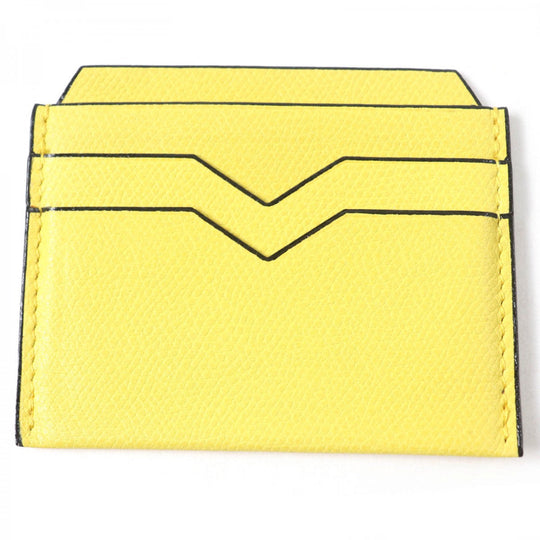 Valextra Card Case leather yellow credit card holder 6 cards