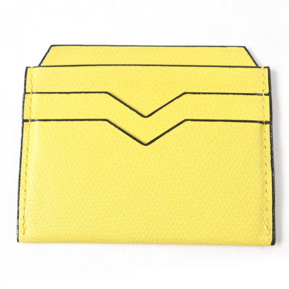Valextra Card Case leather yellow credit card holder 6 cards