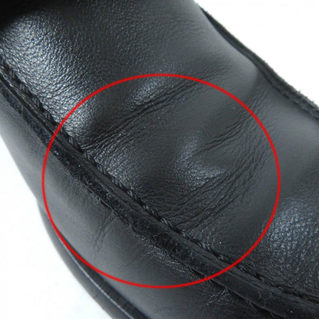 HERMES loafers leather black Moccasin Destan 34.5