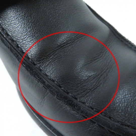 HERMES loafers leather black Moccasin Destan 34.5