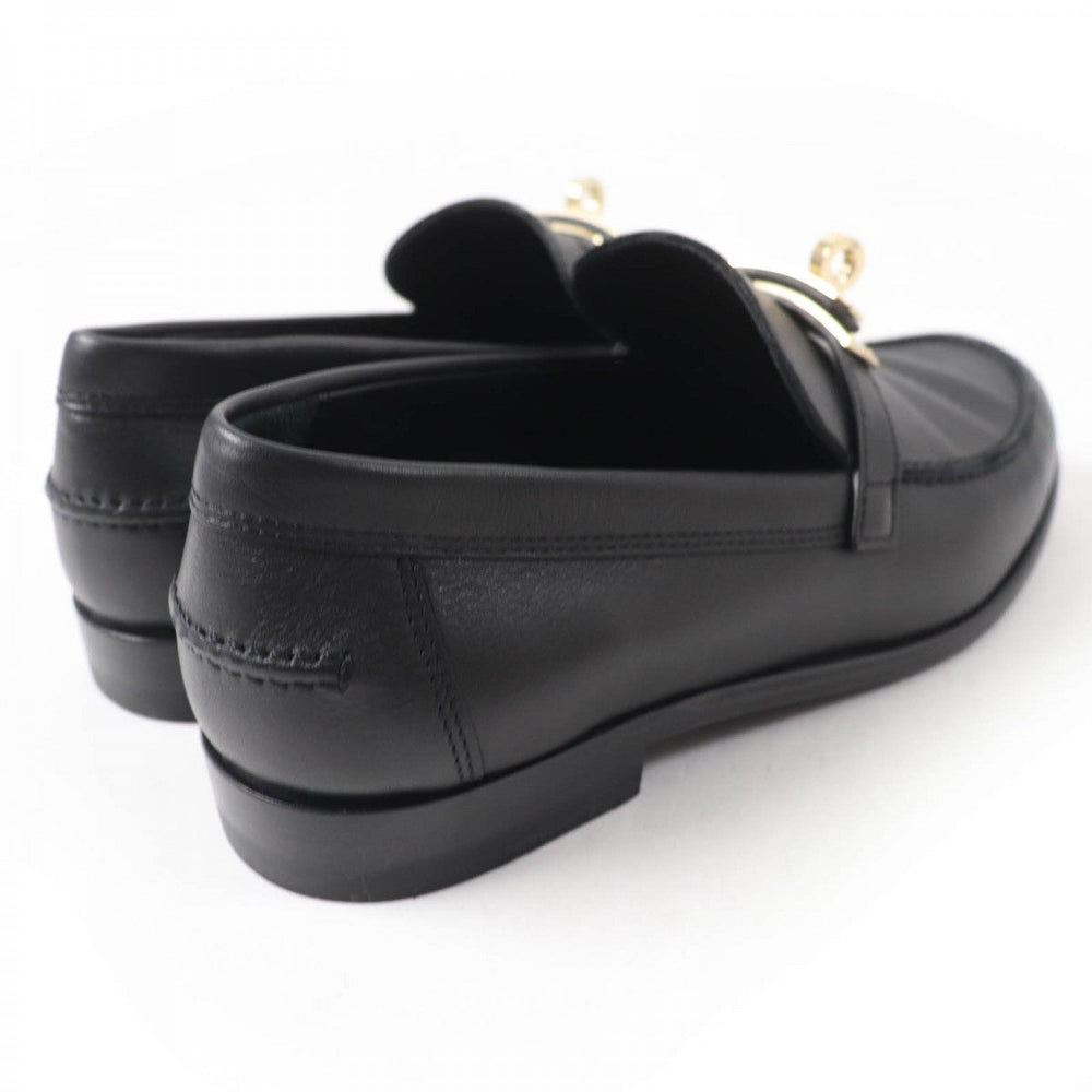 HERMES loafers leather black Moccasin Destan 34.5