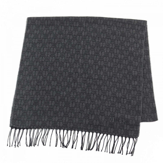 GUCCI Scarf Main: 65% cashmere, Main: 35% silk Gray type All-over pattern mens Used Authentic