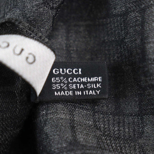 GUCCI Scarf Main: 65% cashmere, Main: 35% silk Gray type All-over pattern mens Used Authentic