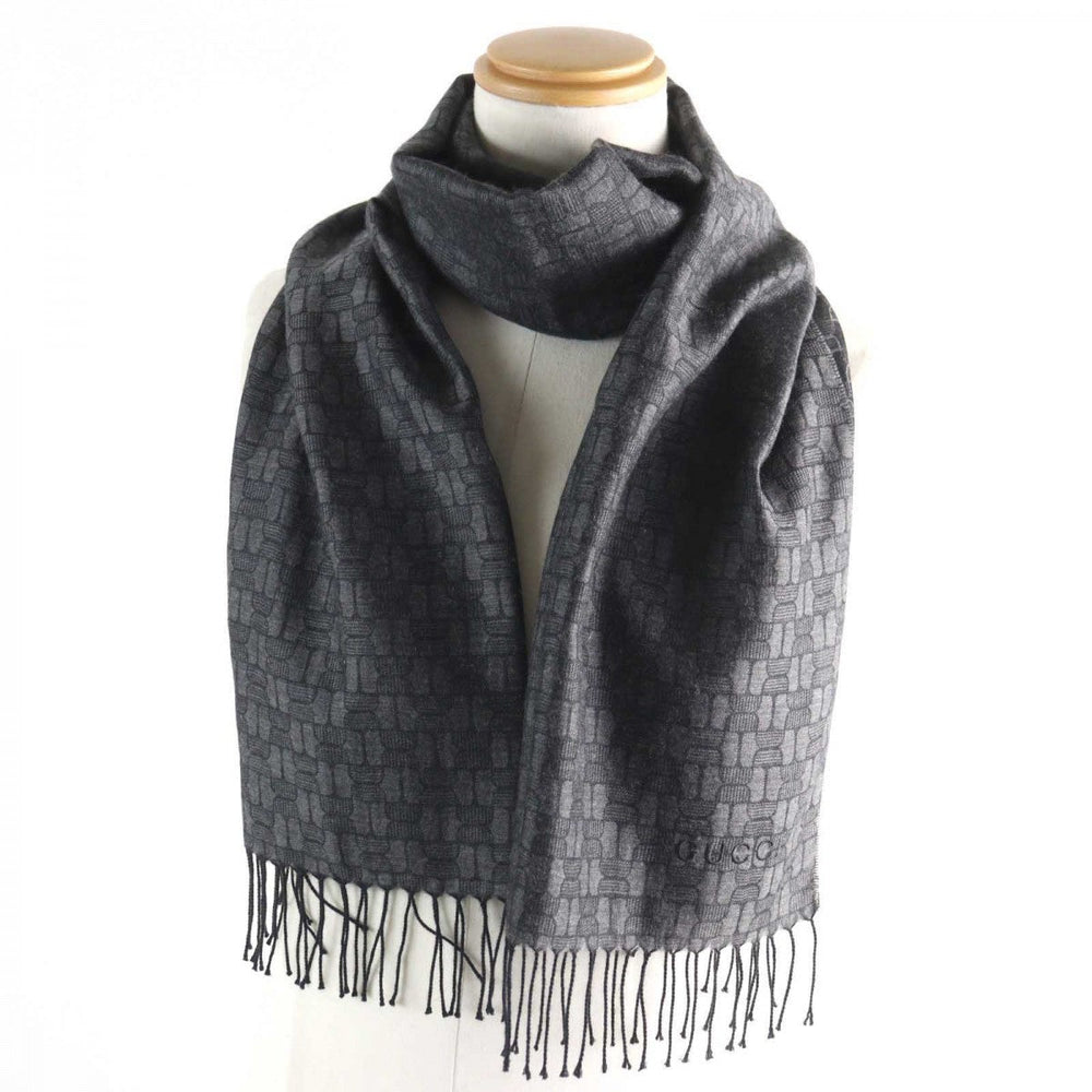 GUCCI Scarf Main: 65% cashmere, Main: 35% silk Gray type All-over pattern mens Used Authentic