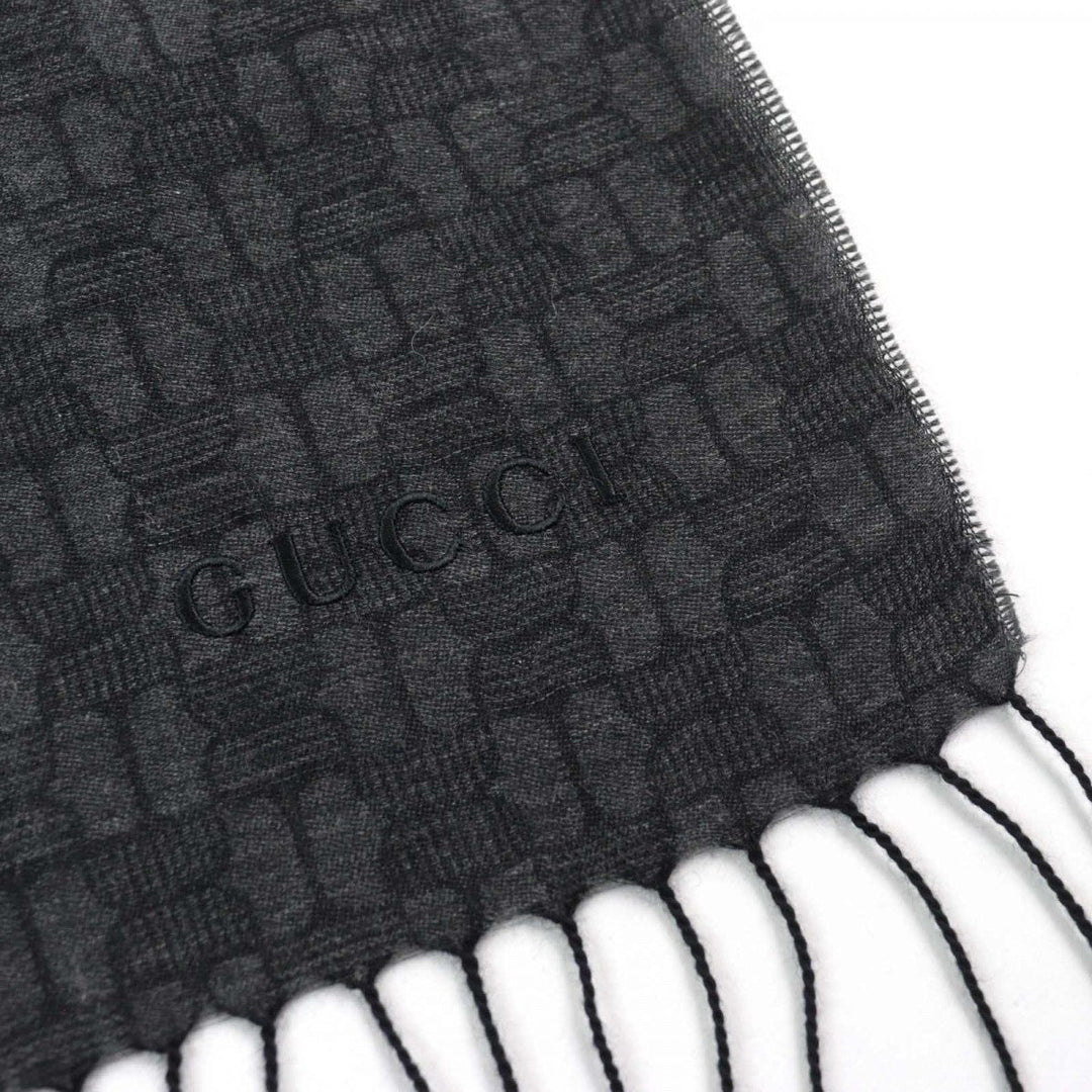 GUCCI Scarf Main: 65% cashmere, Main: 35% silk Gray type All-over pattern mens Used Authentic