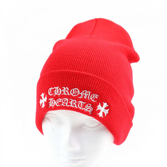 CHROME HEARTS Knit cap 304053702 Main: 100% acrylic Red white WATCH CAP unisex(Unisex) Used Authentic
