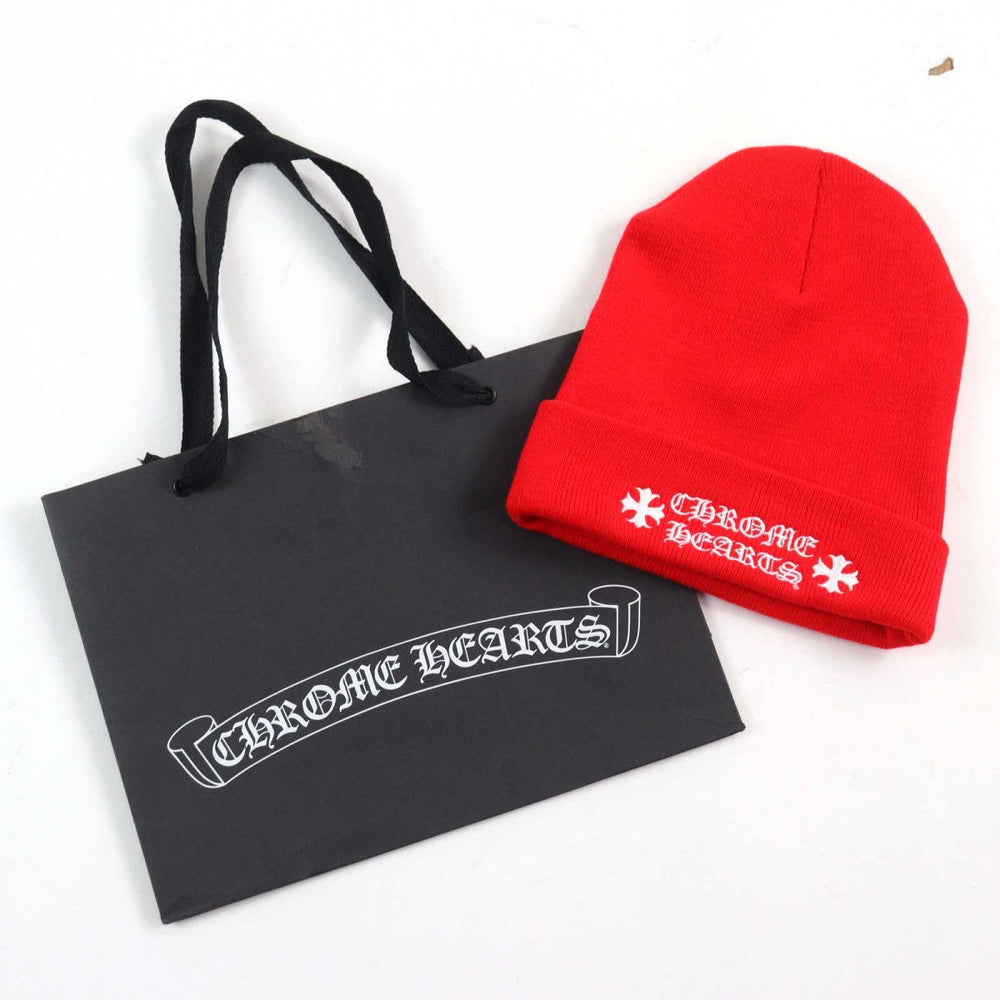CHROME HEARTS Knit cap 304053702 Main: 100% acrylic Red white WATCH CAP unisex(Unisex) Used Authentic