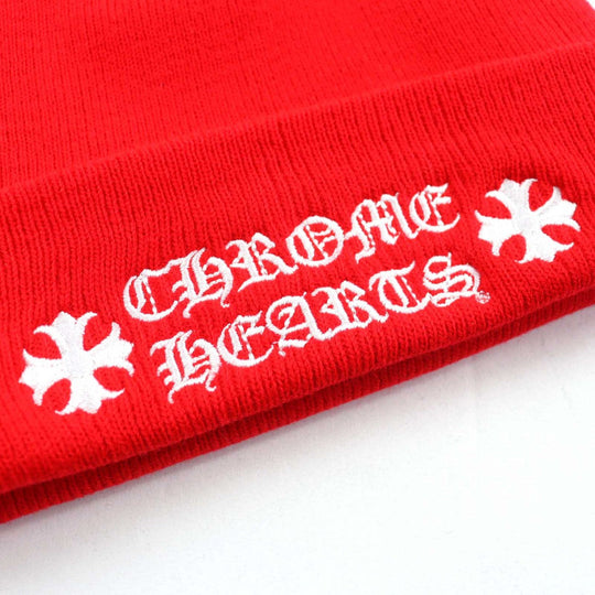 CHROME HEARTS Knit cap 304053702 Main: 100% acrylic Red white WATCH CAP unisex(Unisex) Used Authentic