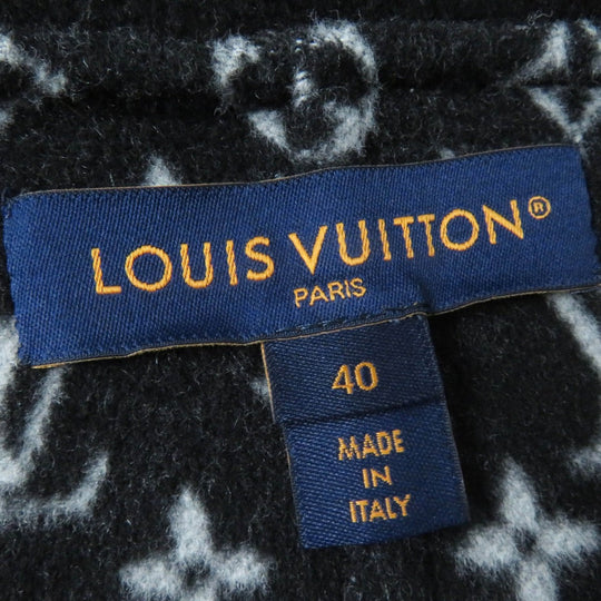 LOUIS VUITTON Jacket 1AGGMM Outer: 99% wool, Outer: 1% silk, Lining: 100% cotton, Part: 100% polyester, Leather part: cowhide black Double-faced batwing sleeve jacket Women 40 Used Authentic