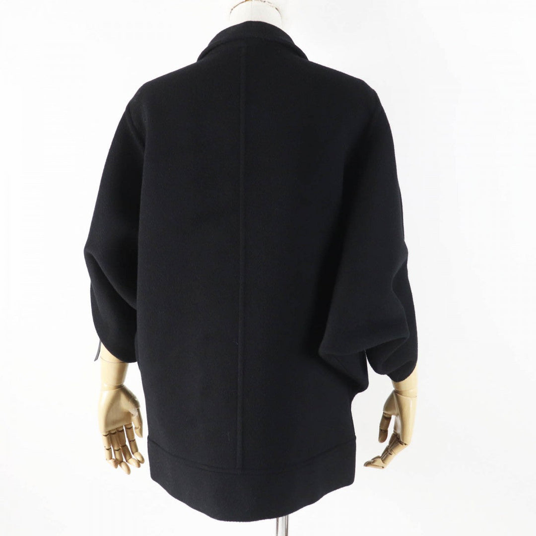 LOUIS VUITTON Jacket 1AGGMM Outer: 99% wool, Outer: 1% silk, Lining: 100% cotton, Part: 100% polyester, Leather part: cowhide black Double-faced batwing sleeve jacket Women 40 Used Authentic