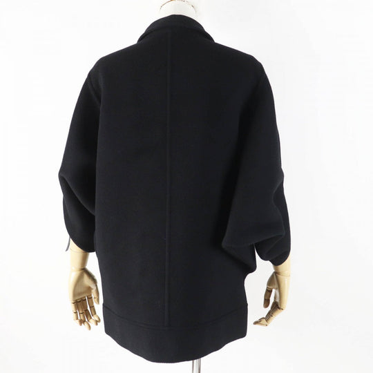 LOUIS VUITTON Jacket 1AGGMM Outer: 99% wool, Outer: 1% silk, Lining: 100% cotton, Part: 100% polyester, Leather part: cowhide black Double-faced batwing sleeve jacket Women 40 Used Authentic