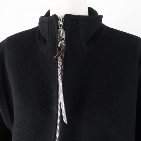 LOUIS VUITTON Jacket 1AGGMM Outer: 99% wool, Outer: 1% silk, Lining: 100% cotton, Part: 100% polyester, Leather part: cowhide black Double-faced batwing sleeve jacket Women 40 Used Authentic
