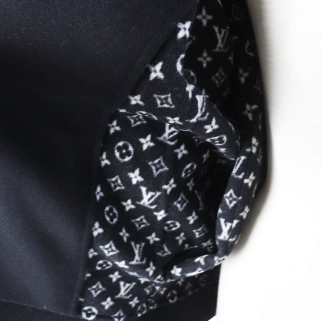 LOUIS VUITTON Jacket 1AGGMM Outer: 99% wool, Outer: 1% silk, Lining: 100% cotton, Part: 100% polyester, Leather part: cowhide black Double-faced batwing sleeve jacket Women 40 Used Authentic