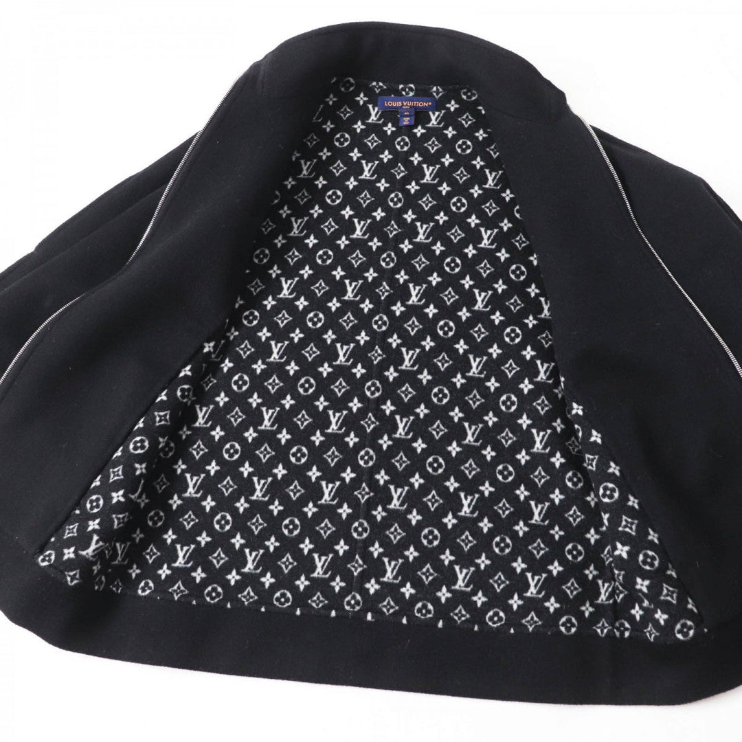 LOUIS VUITTON Jacket 1AGGMM Outer: 99% wool, Outer: 1% silk, Lining: 100% cotton, Part: 100% polyester, Leather part: cowhide black Double-faced batwing sleeve jacket Women 40 Used Authentic
