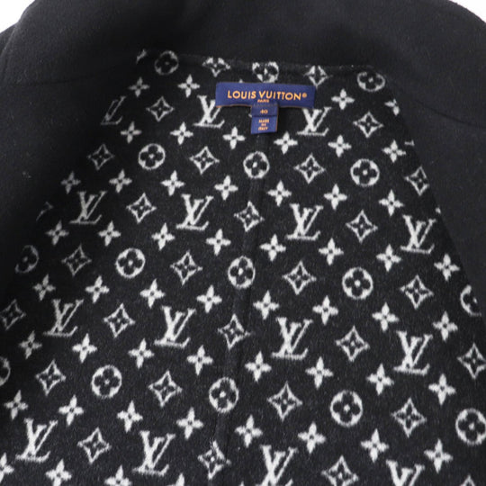 LOUIS VUITTON Jacket 1AGGMM Outer: 99% wool, Outer: 1% silk, Lining: 100% cotton, Part: 100% polyester, Leather part: cowhide black Double-faced batwing sleeve jacket Women 40 Used Authentic