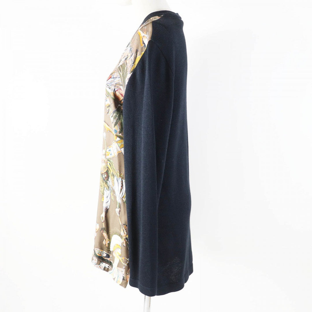HERMES knit Main: 100% silk, Part: 100% silk Black Brown Multi Margiela period LES DANSES DES INDIENS Indian Dance Women XL Used Authentic