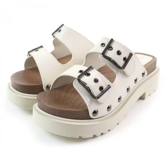 Christian Dior Sandals Main: Leather Ivory DIORQUAKE STRAP SANDAL Women 37 Used Authentic