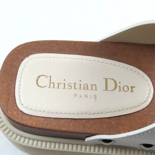 Christian Dior Sandals Main: Leather Ivory DIORQUAKE STRAP SANDAL Women 37 Used Authentic