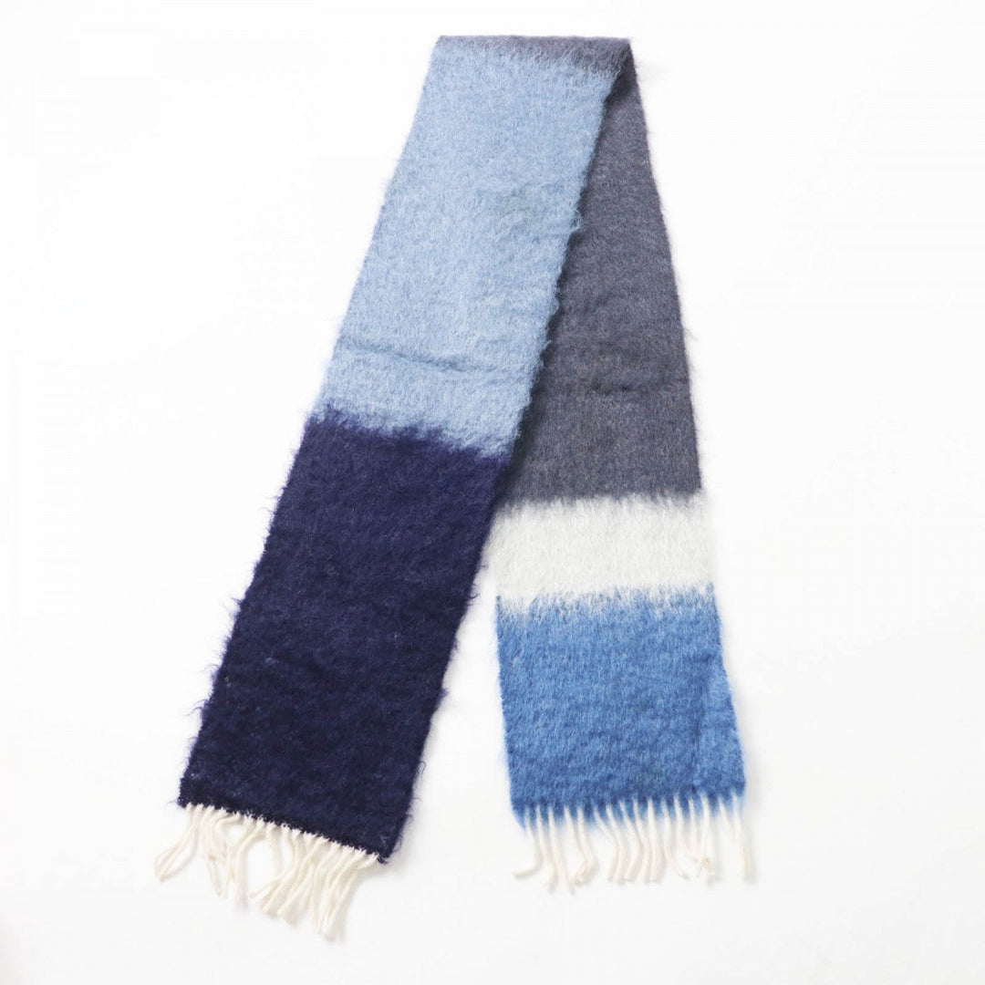 LOEWE Scarf Main: 50% mohair, Main: 48% wool, Main: 2% nylon Navy Blue Gray type Women Used Authentic