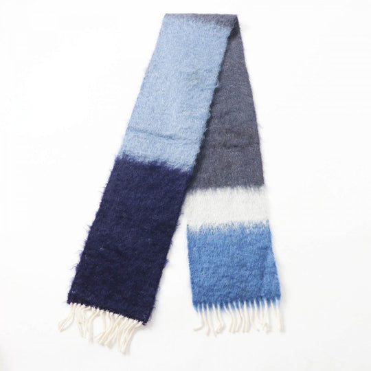 LOEWE Scarf Main: 50% mohair, Main: 48% wool, Main: 2% nylon Navy Blue Gray type Women Used Authentic