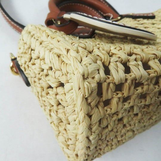 LOUIS VUITTON Shoulder Bag M83525 Main: Raffia, Part: Leather Natural tongue Nano speedy Women Used Authentic