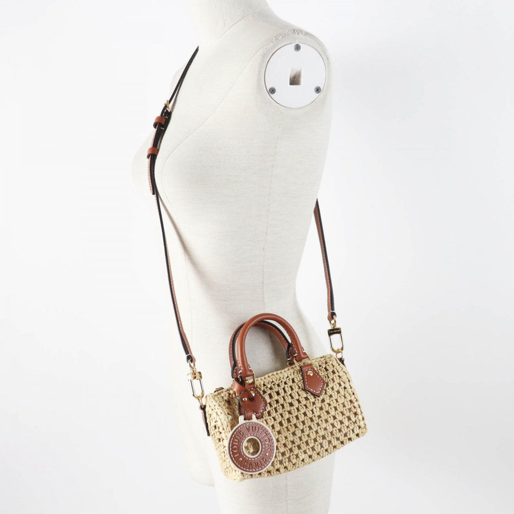 LOUIS VUITTON Shoulder Bag M83525 Main: Raffia, Part: Leather Natural tongue Nano speedy Women Used Authentic