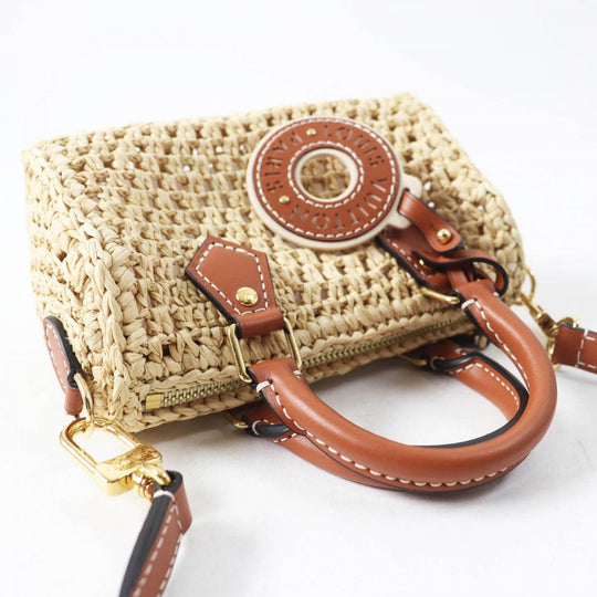 LOUIS VUITTON Shoulder Bag M83525 Main: Raffia, Part: Leather Natural tongue Nano speedy Women Used Authentic