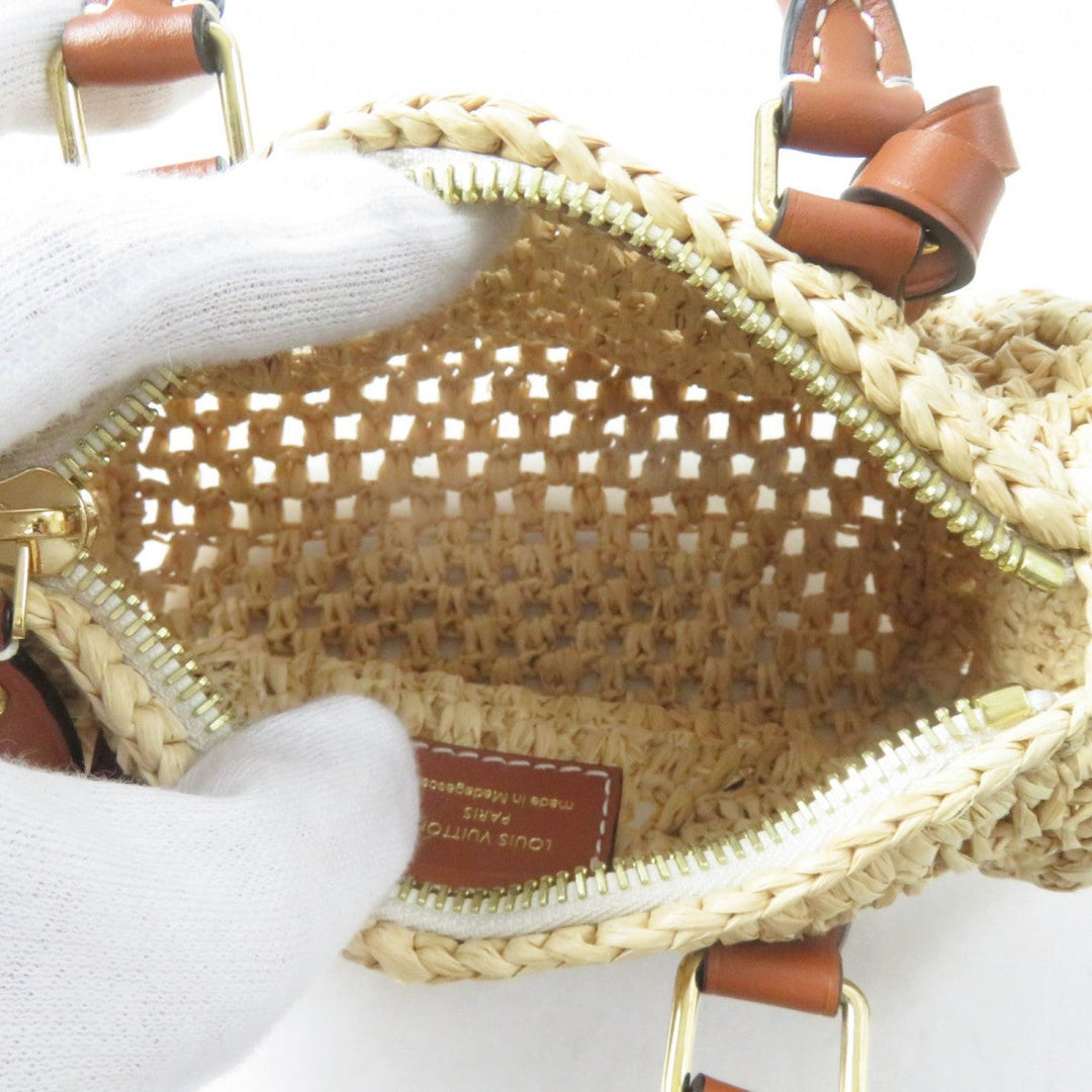 LOUIS VUITTON Shoulder Bag M83525 Main: Raffia, Part: Leather Natural tongue Nano speedy Women Used Authentic