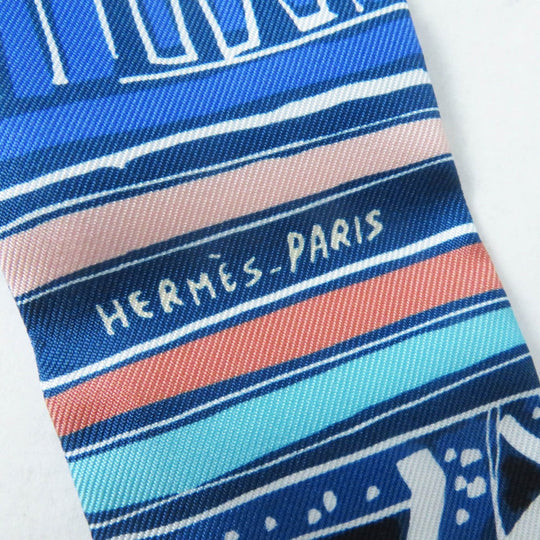 HERMES scarf silk Blue type Twilly RAYURES D'ETE
