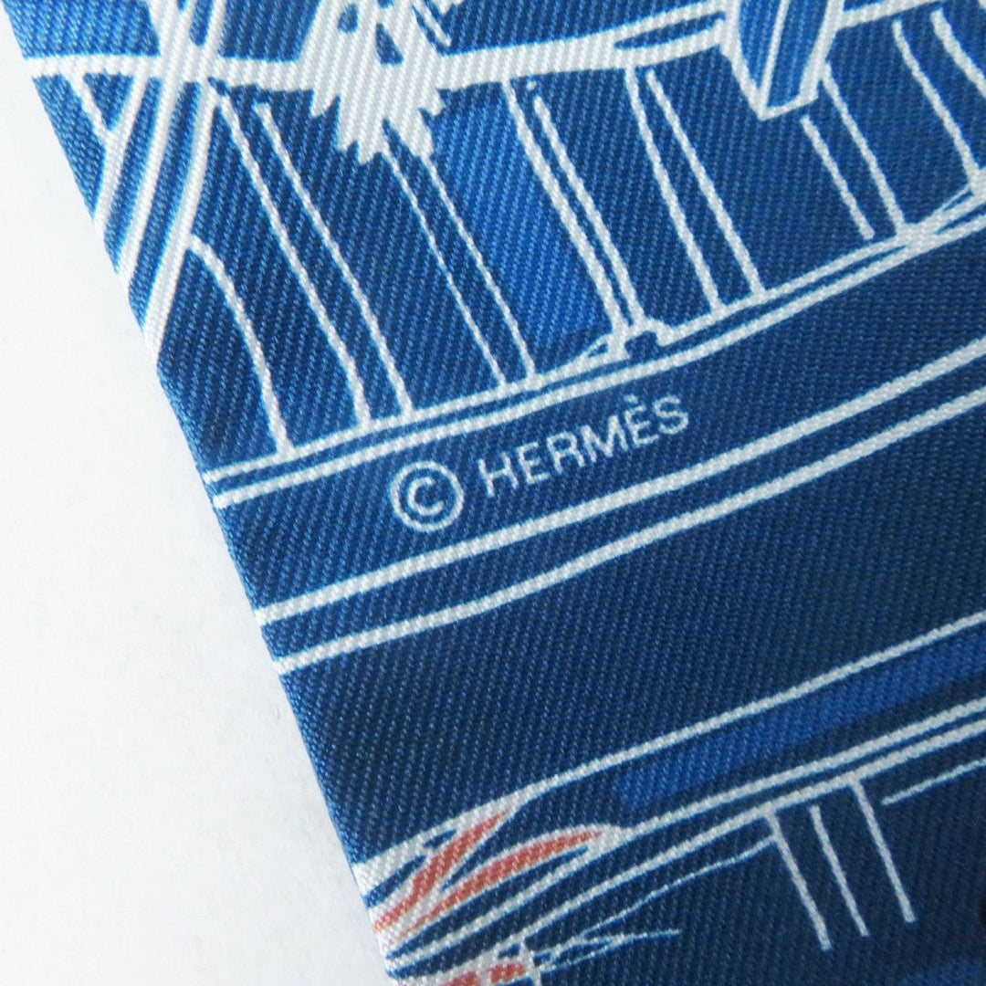 HERMES scarf silk Blue type Twilly RAYURES D'ETE
