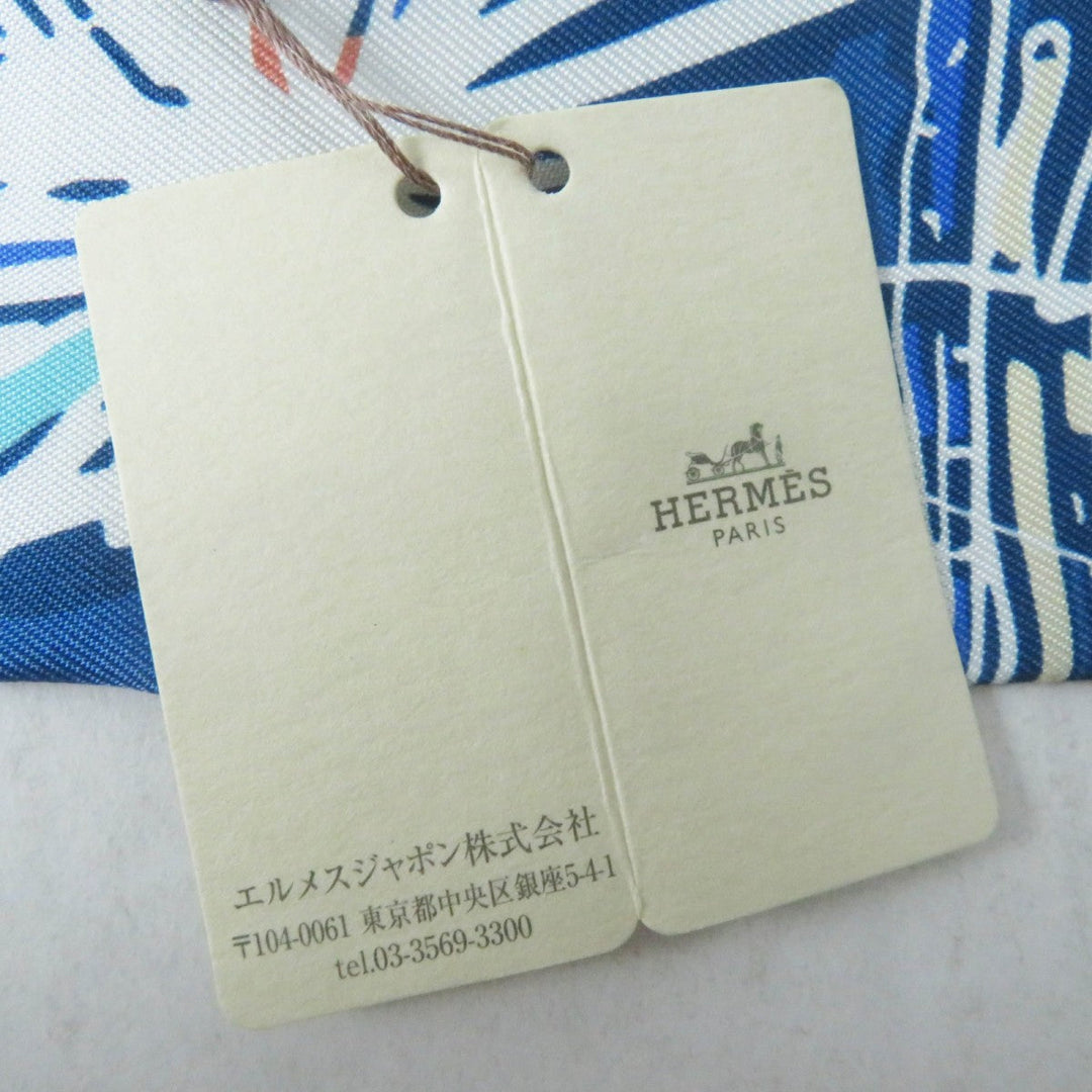 HERMES scarf silk Blue type Twilly RAYURES D'ETE