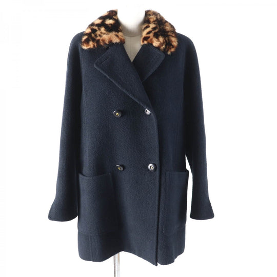 LEONARD FASHION coat 0368392 Outer: 70% Angora, Outer: 30% Wool, Lining: 100% Silk, Part: 100% Polyester black Women 13 Used Authentic