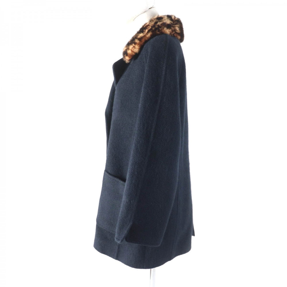 LEONARD FASHION coat 0368392 Outer: 70% Angora, Outer: 30% Wool, Lining: 100% Silk, Part: 100% Polyester black Women 13 Used Authentic