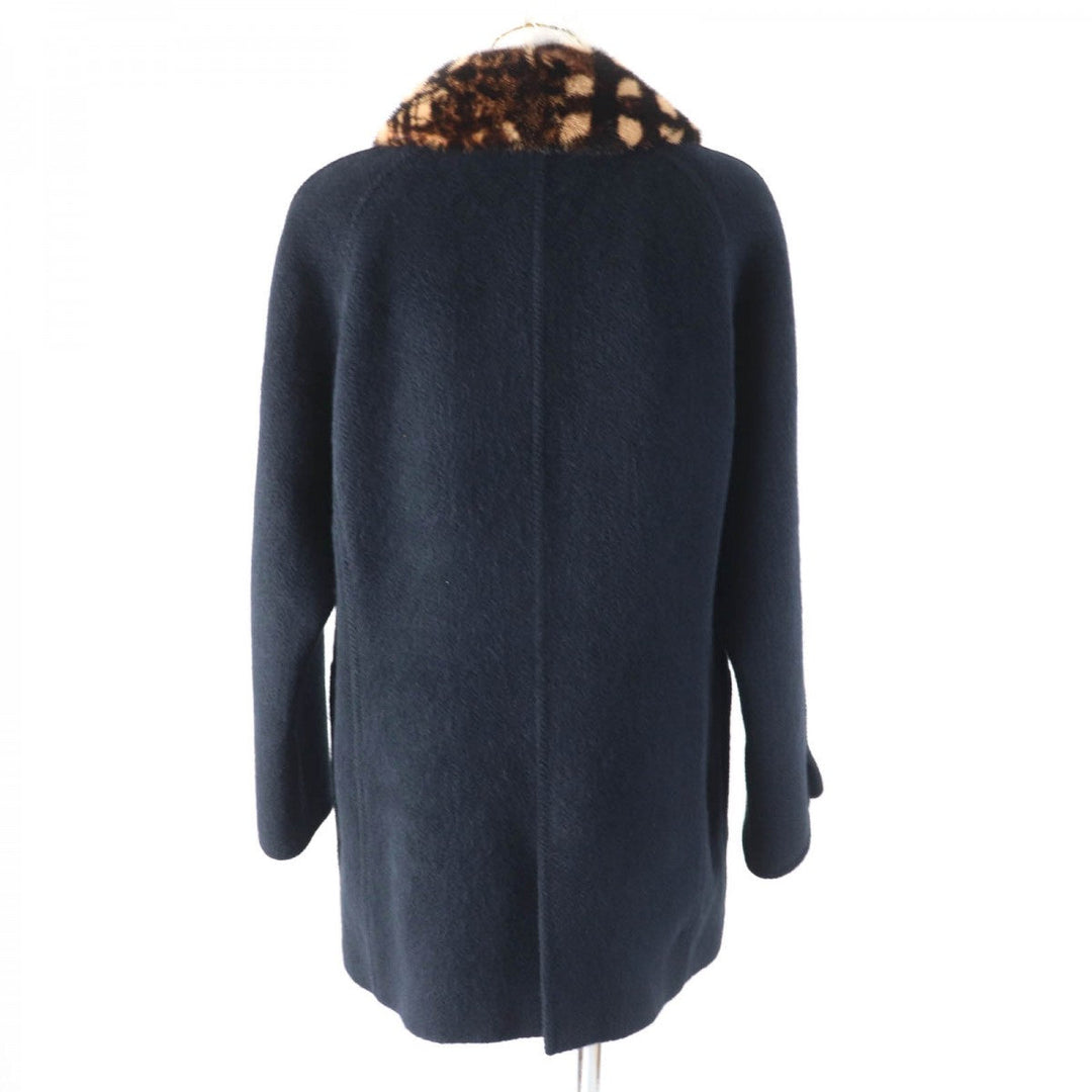 LEONARD FASHION coat 0368392 Outer: 70% Angora, Outer: 30% Wool, Lining: 100% Silk, Part: 100% Polyester black Women 13 Used Authentic