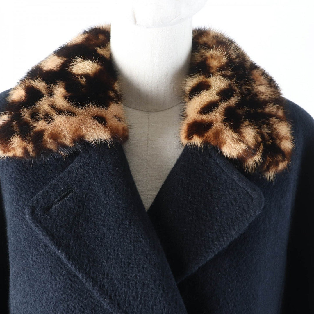 LEONARD FASHION coat 0368392 Outer: 70% Angora, Outer: 30% Wool, Lining: 100% Silk, Part: 100% Polyester black Women 13 Used Authentic