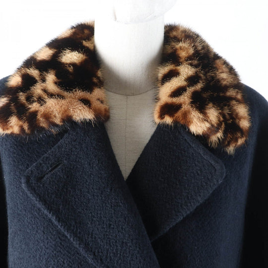 LEONARD FASHION coat 0368392 Outer: 70% Angora, Outer: 30% Wool, Lining: 100% Silk, Part: 100% Polyester black Women 13 Used Authentic
