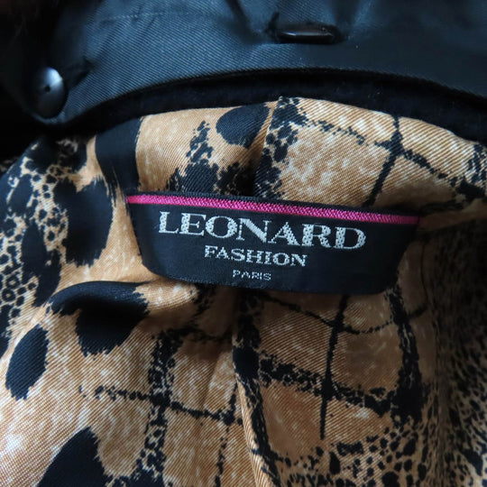 LEONARD FASHION coat 0368392 Outer: 70% Angora, Outer: 30% Wool, Lining: 100% Silk, Part: 100% Polyester black Women 13 Used Authentic