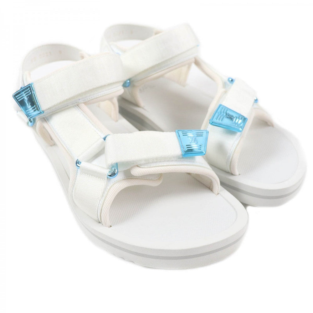 LOUIS VUITTON Sandals Part: Leather white Panama line mens 8 Used Authentic