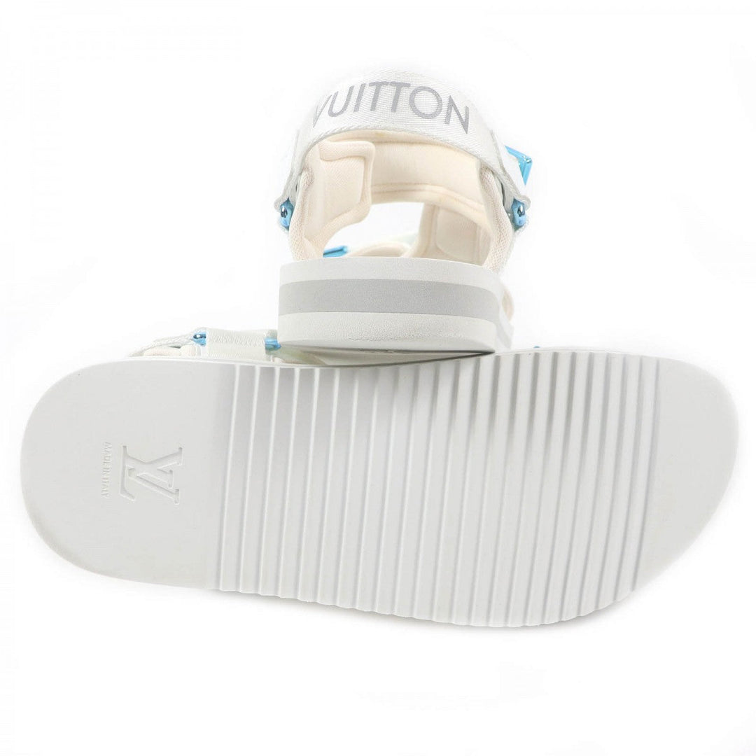 LOUIS VUITTON Sandals Part: Leather white Panama line mens 8 Used Authentic