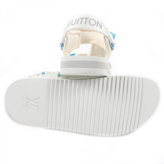 LOUIS VUITTON Sandals Part: Leather white Panama line mens 8 Used Authentic